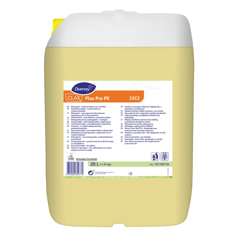 Detersivo liquido ecologico senza candeggianti Diversey Clax Plus Pro Pur-Eco 33C2 20 litri DISPONIBILE IN 7 GIORNI LAVORATIVI