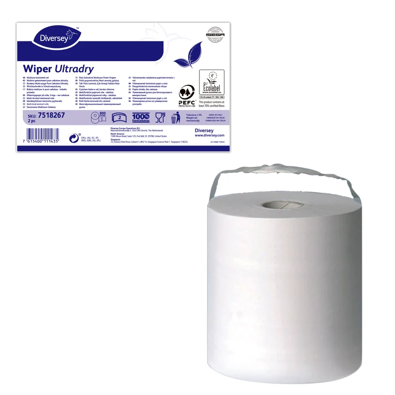 Bobina multiuso Diversey Wiper Ultradry 176 m Bianco 2 pezzi DISPONIBILE IN 7 GIORNI LAVORATIVI