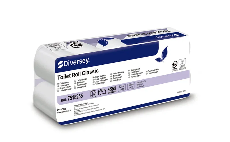 Carta igienica in rotolo Diversey Toilet Roll Classic 16,8 m 12 pezzi DISPONIBILE IN 7 GIORNI LAVORATIVI