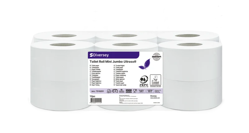 Carta igienica Mini Jumbo Diversey Toilet Roll Mini Jumbo Ultrasoft 145 m 1 pezzo DISPONIBILE IN 7 GIORNI LAVORATIVI
