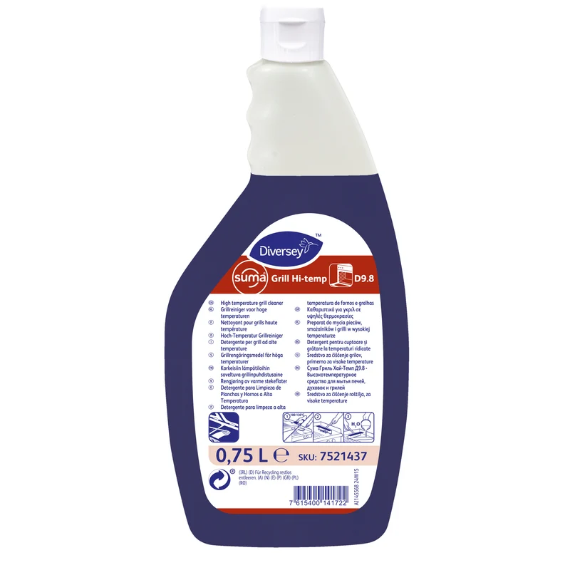 Detergente energico Suma GRILL Diversey Suma Grill Hi-temp D9.8 6x750 ml DISPONIBILE IN 7 GIORNI LAVORATIVI