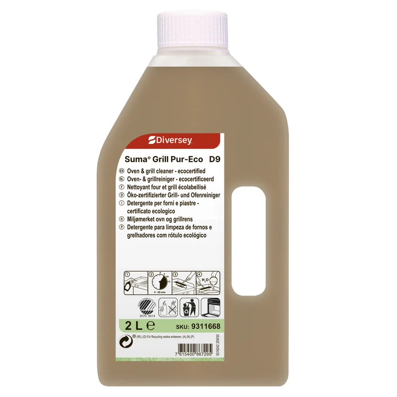 Detergente ecologico per forni e grill Diversey Suma Grill Pur-Eco D9 2 litri DISPONIBILE IN 7 GIORNI LAVORATIVI