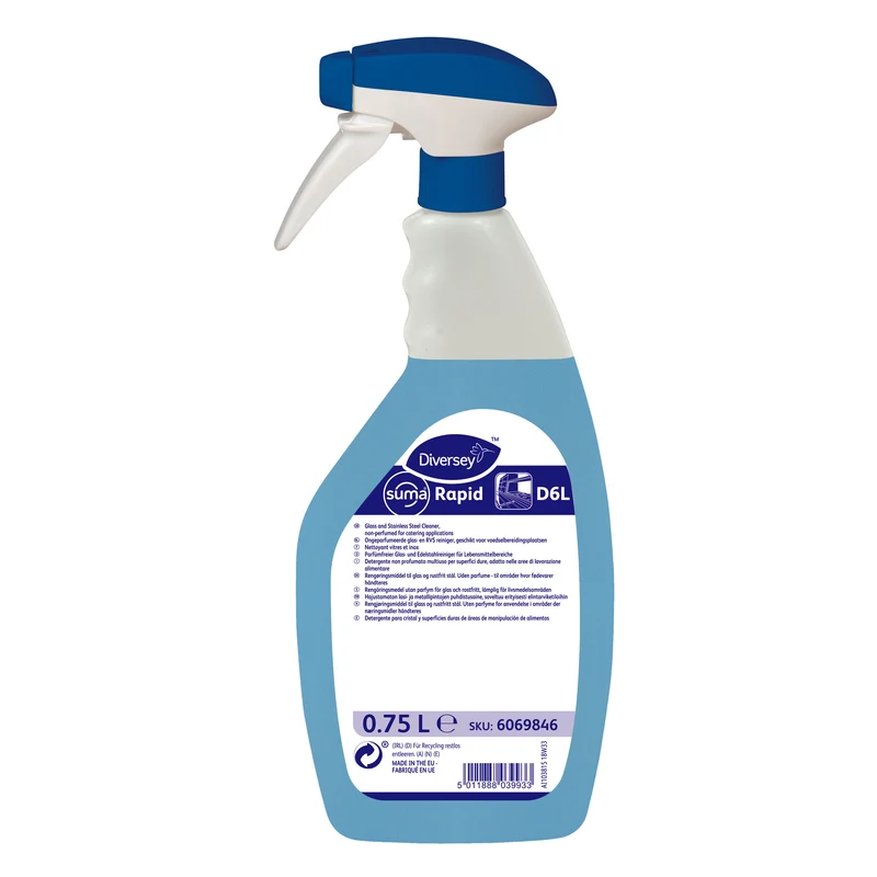 Detergente pronto all'uso per vetri e superfici Diversey Suma Rapid D6L D6L 750 ml DISPONIBILE IN 7 GIORNI LAVORATIVI