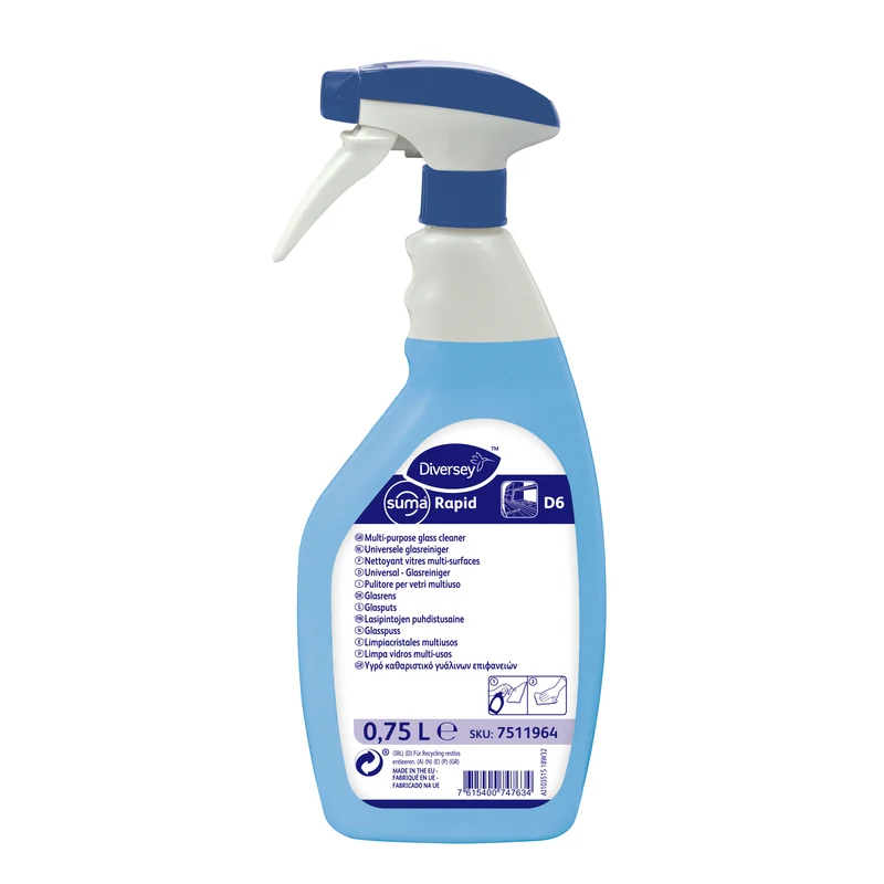 Detergente neutro pronto all’uso gradevolmente profumato Diversey Suma Rapid D6 6x750 ml DISPONIBILE IN 7 GIORNI LAVORATIVI