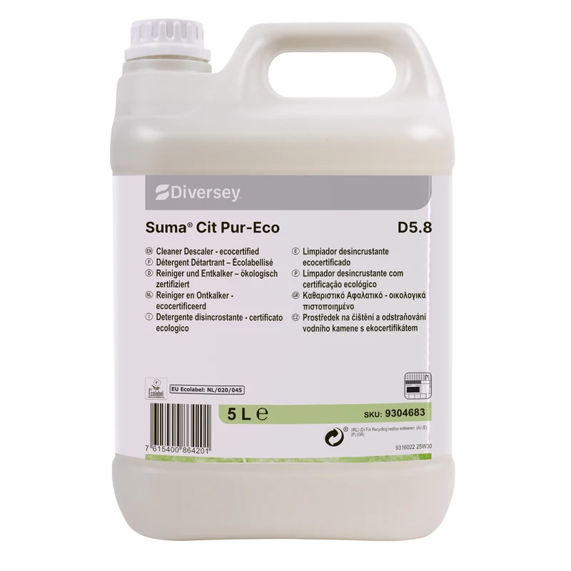 Detergente disincrostante certificato ecologico Diversey Suma Cit Pur-Eco D5.8 5 litri DISPONIBILE IN 7 GIORNI LAVORATIVI