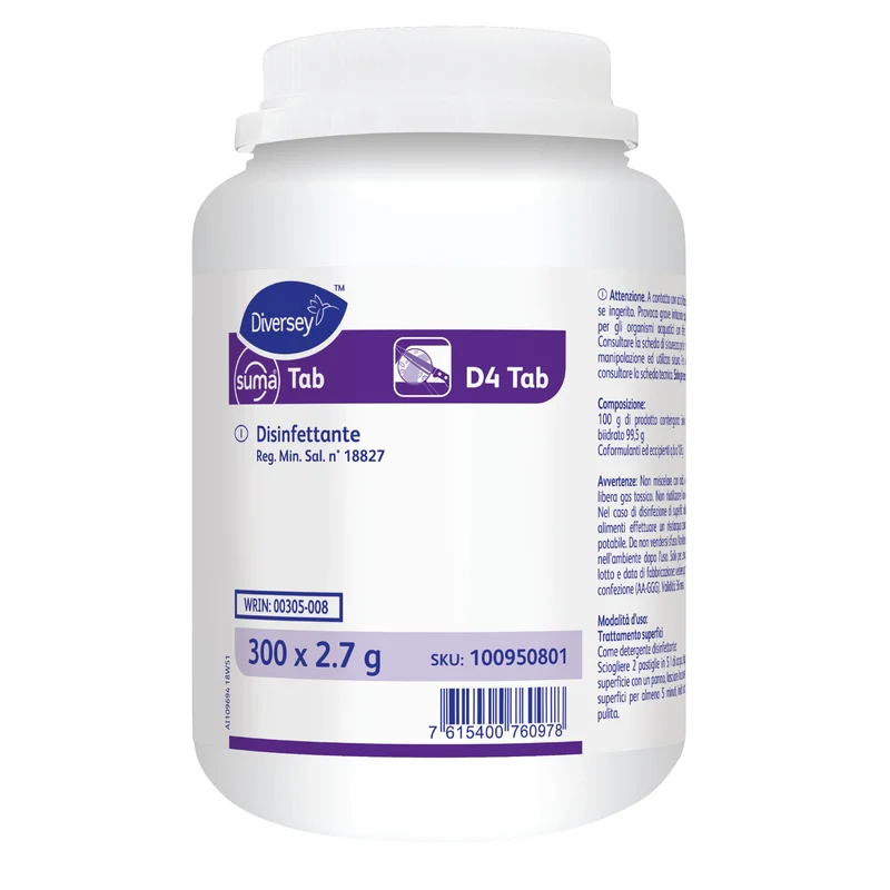 Disinfettante clorattivo in pastiglie Diversey Suma Tab 4 pezzi DISPONIBILE IN 7 GIORNI LAVORATIVI