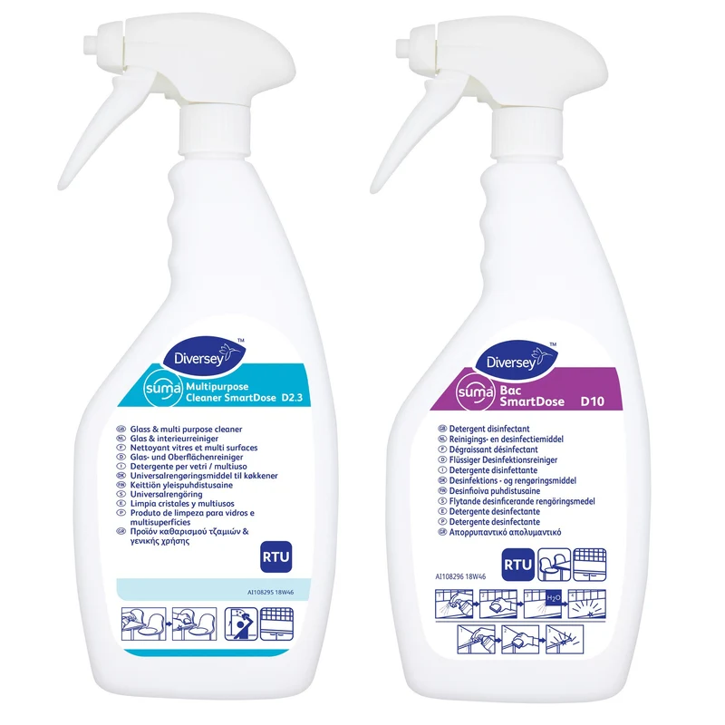 Flaconi vuoti da 750ml con spruzzatore Diversey Flaconi spruzzatori vuoti per l’applicazione di Suma Multipurpose e Suma Bac in SmartDose 6 pezzi DISPONIBILE IN 7 GIORNI LAVORATIVI