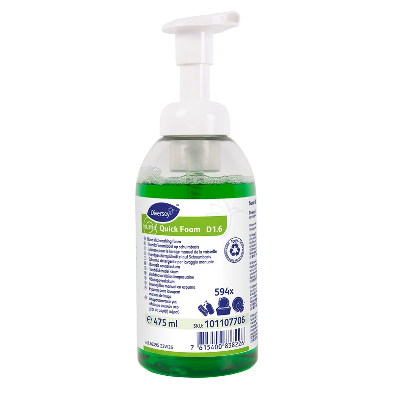 Detergente per lavaggio manuale stoviglie Diversey Suma Quick Foam D1.6 475 ml DISPONIBILE IN 7 GIORNI LAVORATIVI