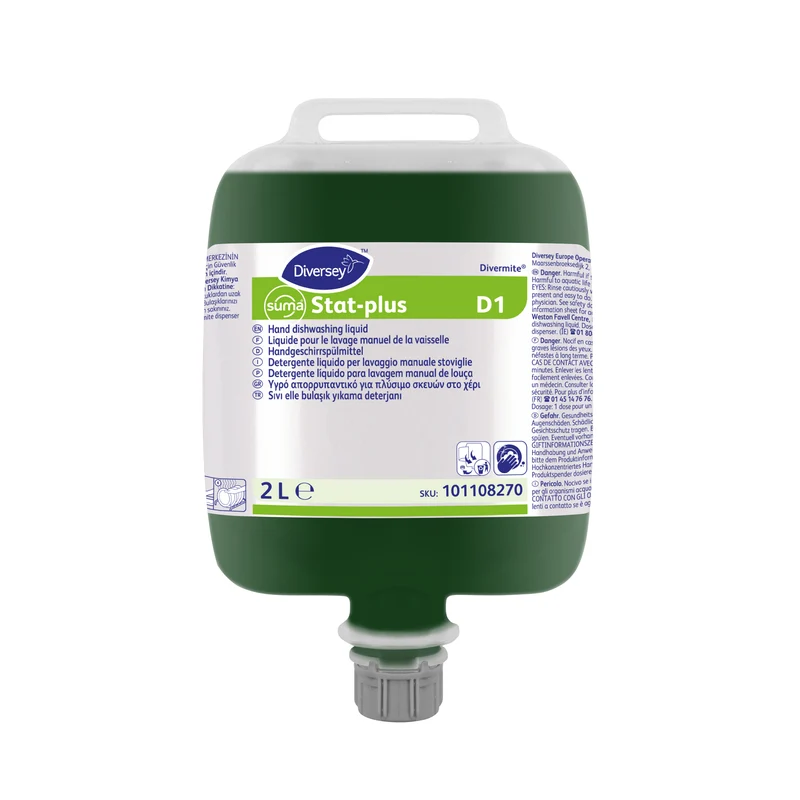 Detergente igienizzante per lavaggio manuale stoviglie Diversey Suma Stat-plus D1 2 litri DISPONIBILE IN 7 GIORNI LAVORATIVI