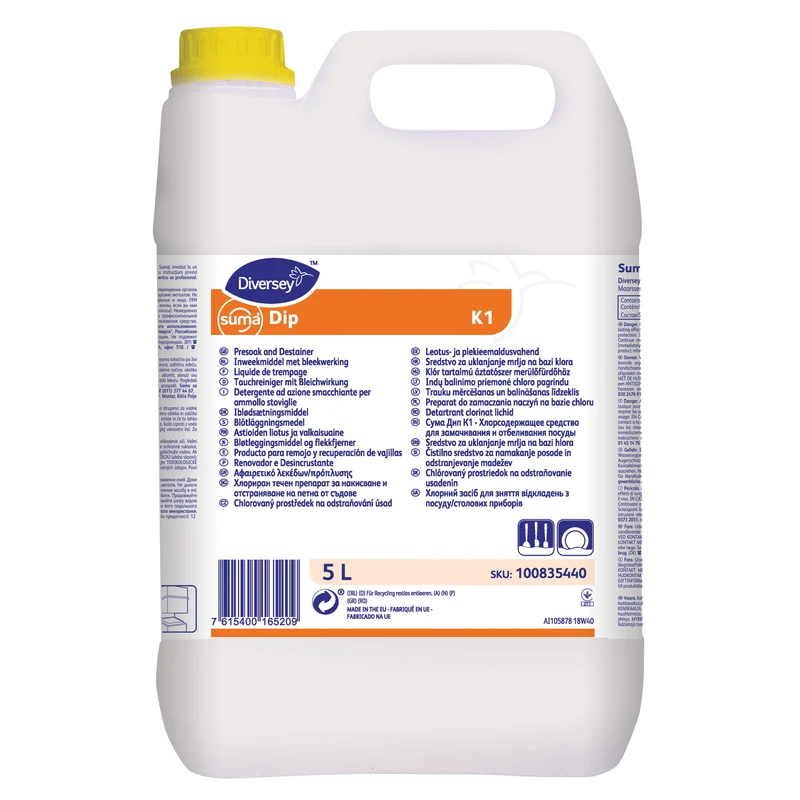 Detergente liquido per l’ammollo/smacchiatura Diversey Suma Dip K1 2x5 litri DISPONIBILE IN 7 GIORNI LAVORATIVI