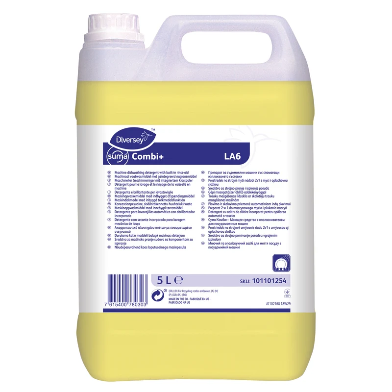 Detergente per lavastoviglie con brillantante integrato Diversey Suma Combi+ LA6 5 litri DISPONIBILE IN 7 GIORNI LAVORATIVI