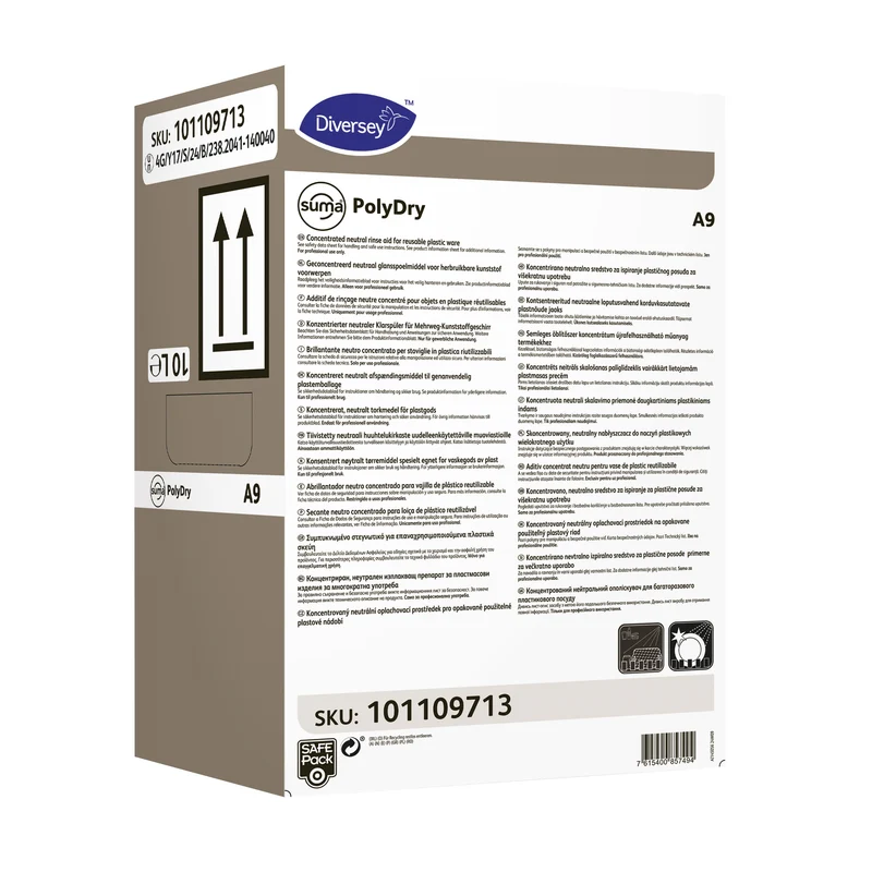 Brillantante neutro per stoviglie in plastica Diversey Suma PolyDry A9 10 litri DISPONIBILE IN 7 GIORNI LAVORATIVI