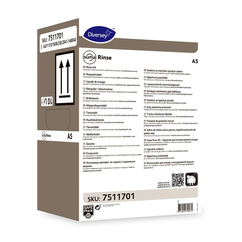 Brillantante neutro Diversey Suma Rinse A5 10 litri DISPONIBILE IN 7 GIORNI LAVORATIVI