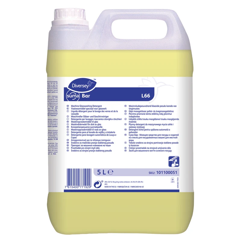 Detergente lavastoviglie e bicchieri acque dure Diversey Suma Bar L66 5 litri DISPONIBILE IN 7 GIORNI LAVORATIVI