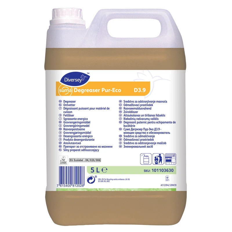 Sgrassante energico ecologico Diversey Suma Degreaser Pur-Eco D3.9 5 litri DISPONIBILE IN 7 GIORNI LAVORATIVI