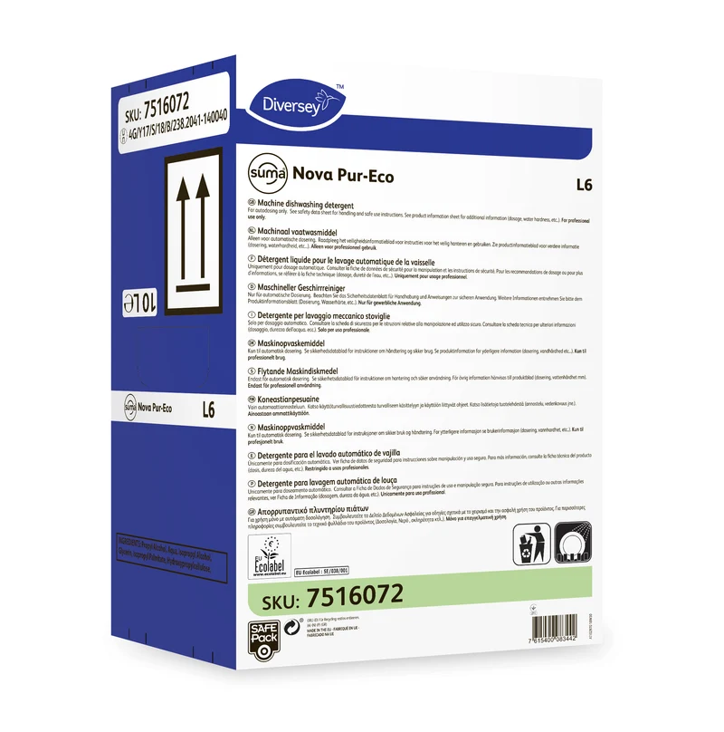 Detergente lavastoviglie per acque dure Diversey Suma Nova Pur-Eco L6 10 litri DISPONIBILE IN 7 GIORNI LAVORATIVI
