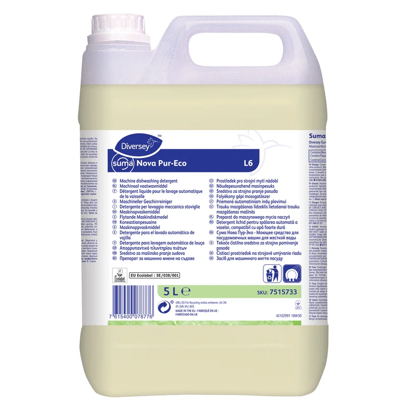 Detergente lavastoviglie per acque dure Diversey Suma Nova Pur-Eco L6 5 litri DISPONIBILE IN 7 GIORNI LAVORATIVI
