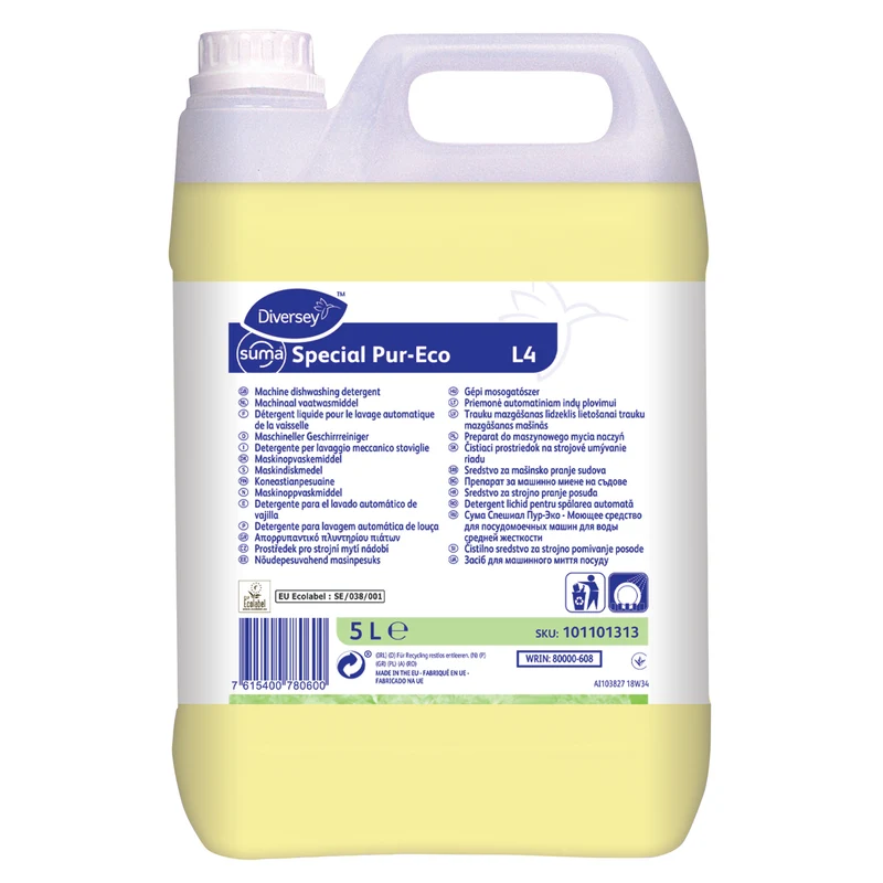 Detergente lavastoviglie per acque medie Diversey Suma Special Pur-Eco L4 5 litri DISPONIBILE IN 7 GIORNI LAVORATIVI