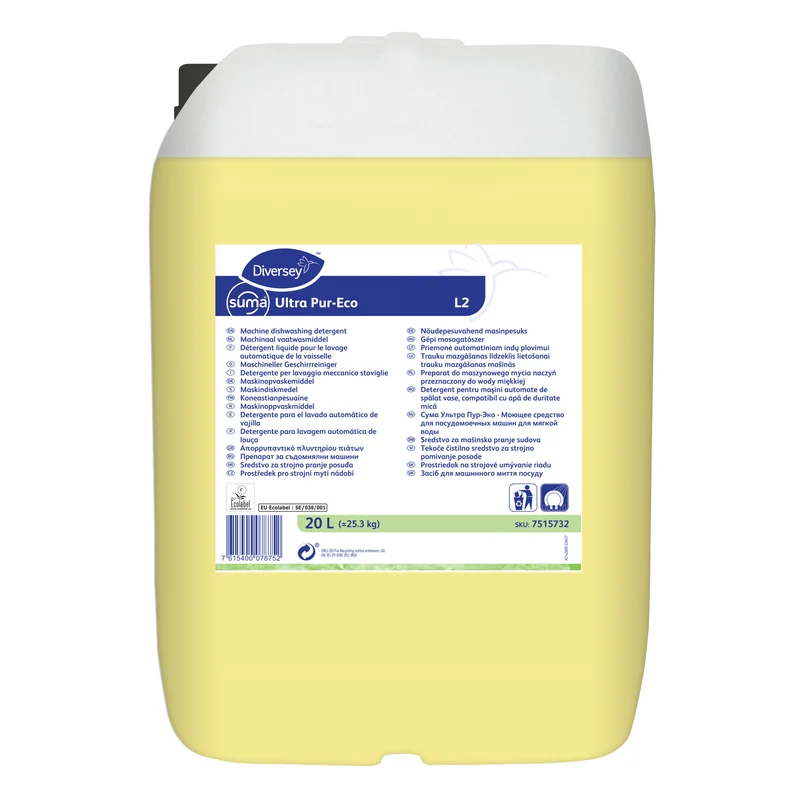 Detergente lavastoviglie per acque dolci Diversey Suma Ultra Pur-Eco L2 20 litri DISPONIBILE IN 7 GIORNI LAVORATIVI