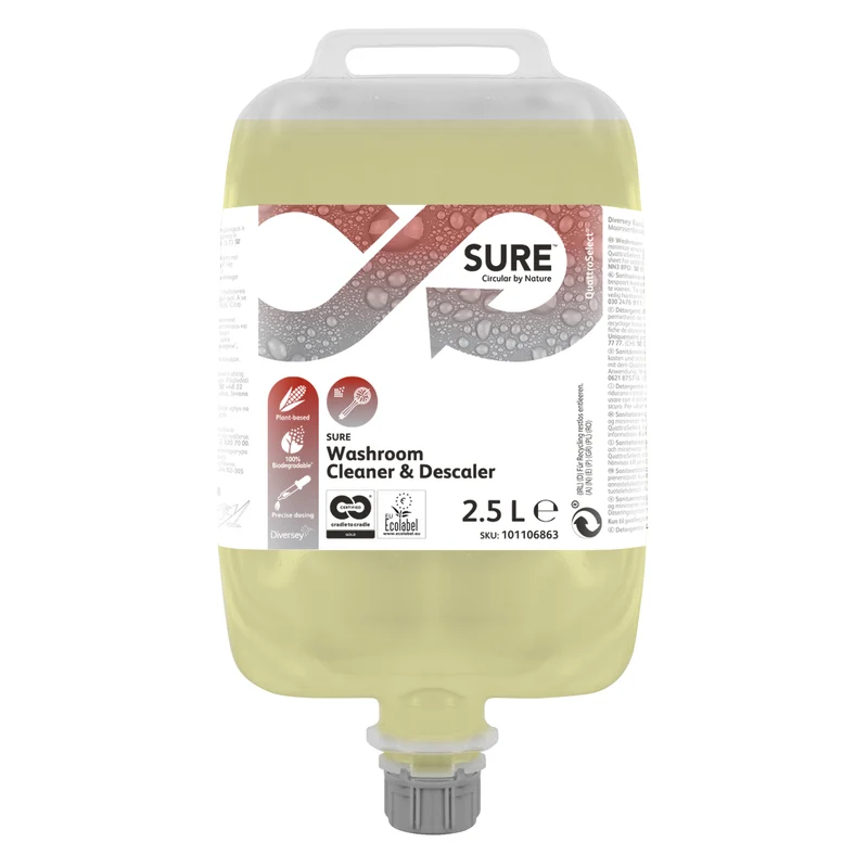 Detergente disincrostante per bagno in QuattroSelect Diversey SURE Washroom Cleaner & Descaler QS 2,5 litri DISPONIBILE IN 7 GIORNI LAVORATIVI