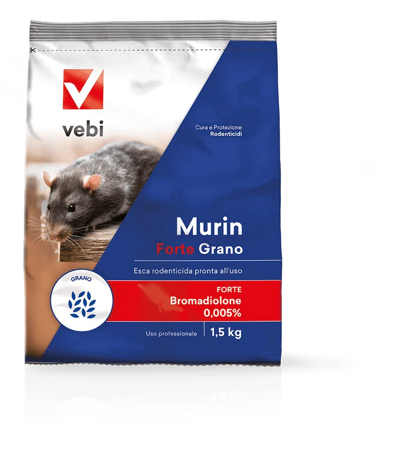 Esca rodenticida derattizzante per topi e ratti Vebi Murin Forte Grano 1,5 kg