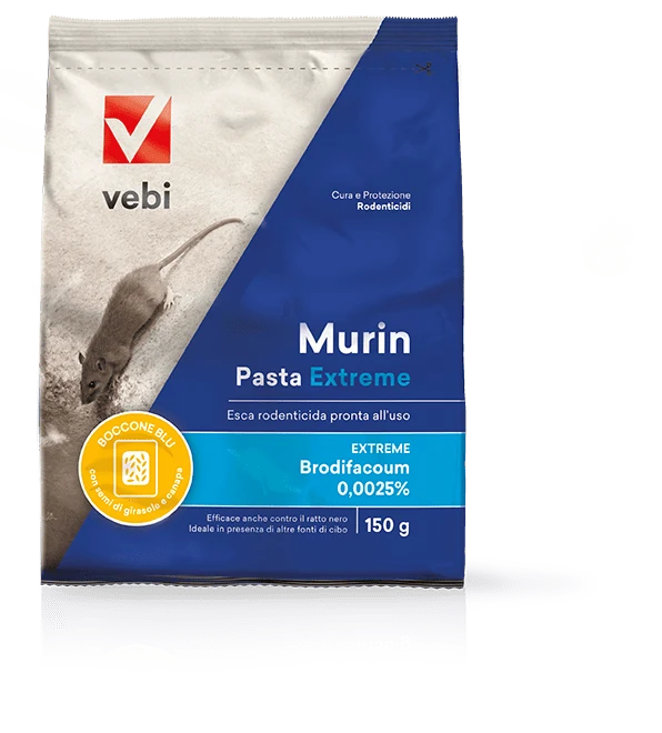 Esca rodenticida derattizzante per topi e ratti Vebi Murin Pasta Extreme 150 gr