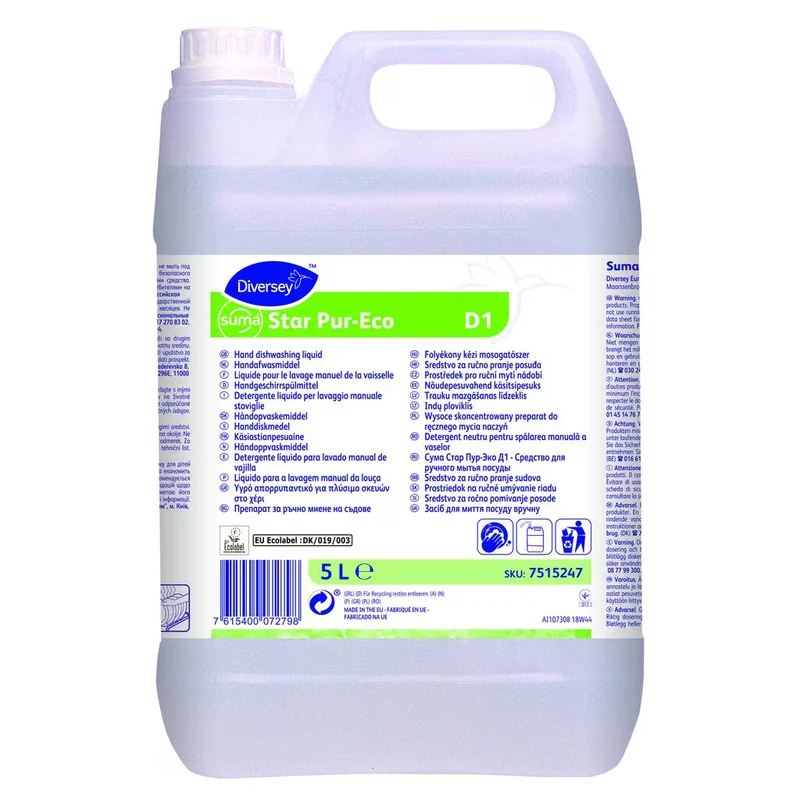 Detergente lavaggio manuale stoviglie Ecolabel Suma Star Pur-Eco D1 5 lt