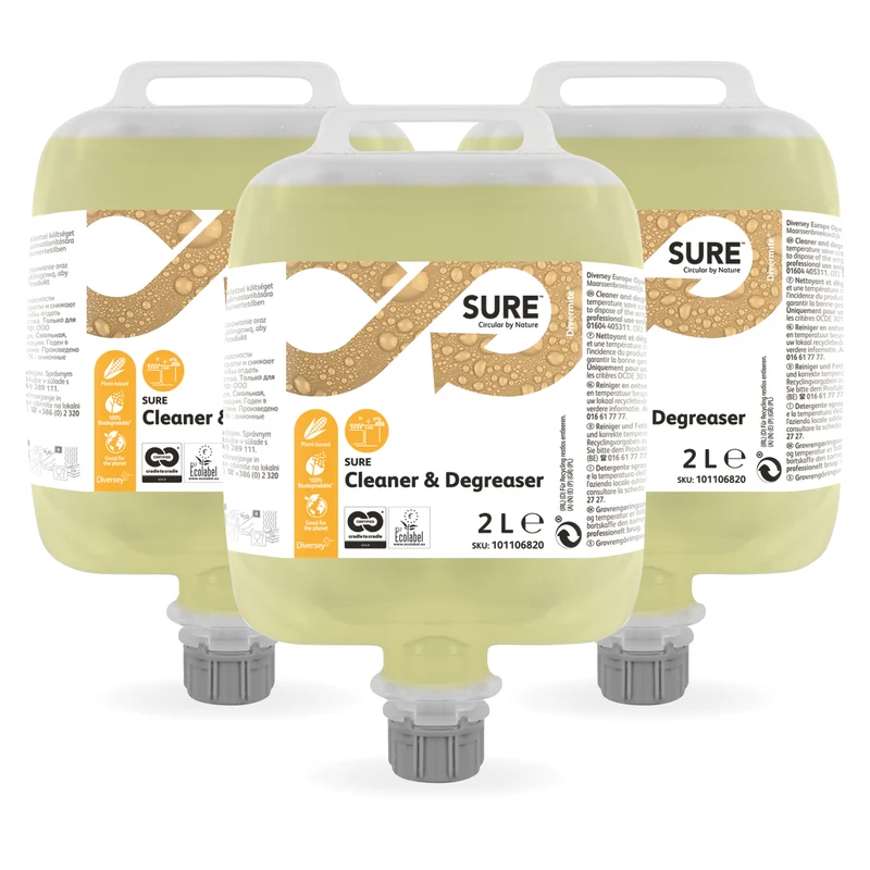 Sgrassatore energico per pavimenti in Divermite Diversey SURE Cleaner & Degreaser DVM 3x2 litri DISPONIBILE IN 7 GIORNI LAVORATIVI