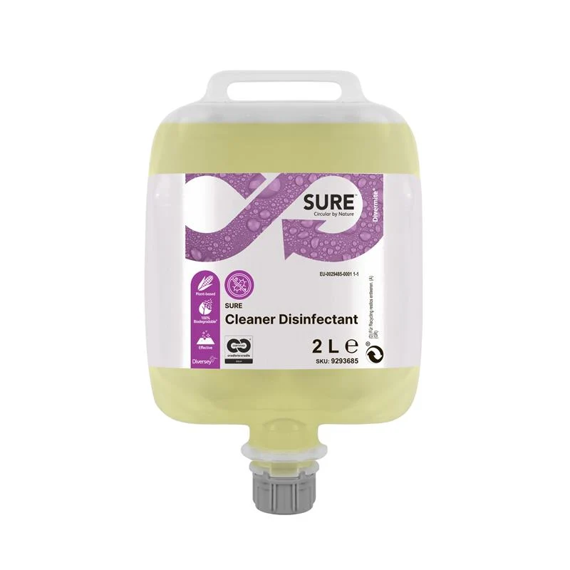 Detergente disinfettante concentrato in cartucce Divermite Diversey SURE Cleaner Disinfectant 3x2 litri DISPONIBILE IN 7 GIORNI LAVORATIVI