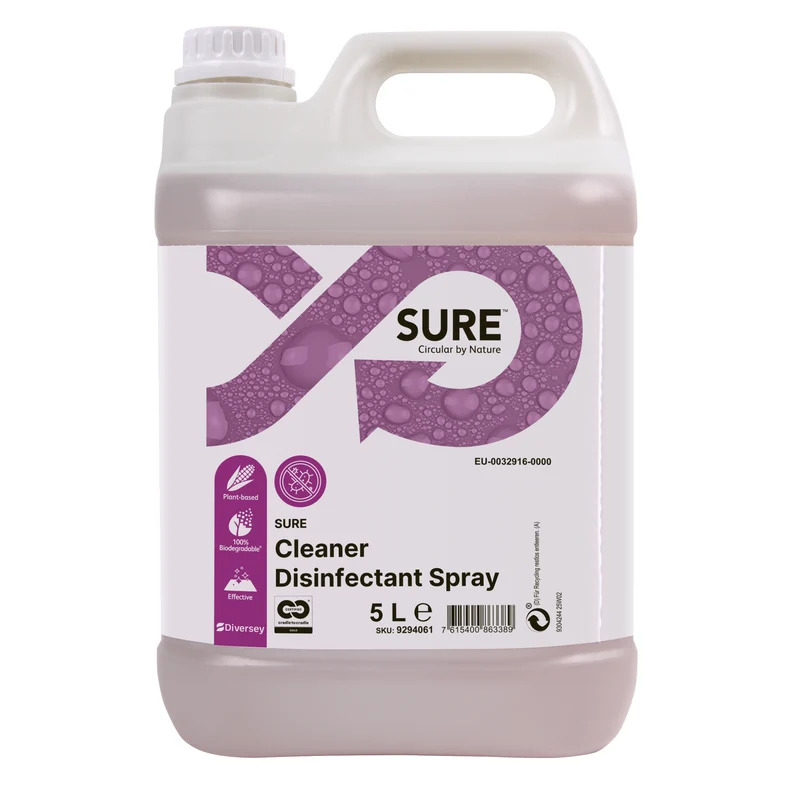 Disinfettante pronto all’uso ad azione detergente Diversey SURE Cleaner Disinfectant Spray 5 litri DISPONIBILE IN 7 GIORNI LAVORATIVI
