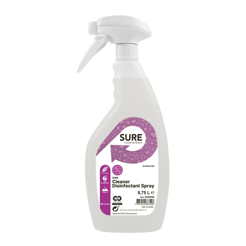 Disinfettante pronto all’uso ad azione detergente Diversey SURE Cleaner Disinfectant Spray 6x750 ml DISPONIBILE IN 7 GIORNI LAVORATIVI