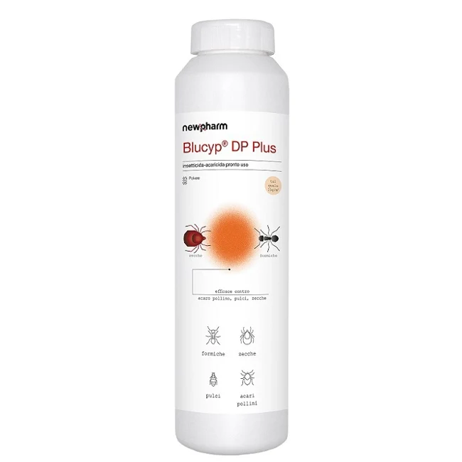 Insetticida acaricida in polvere pronto uso Newpharm Blucyp DP Plus 250 gr