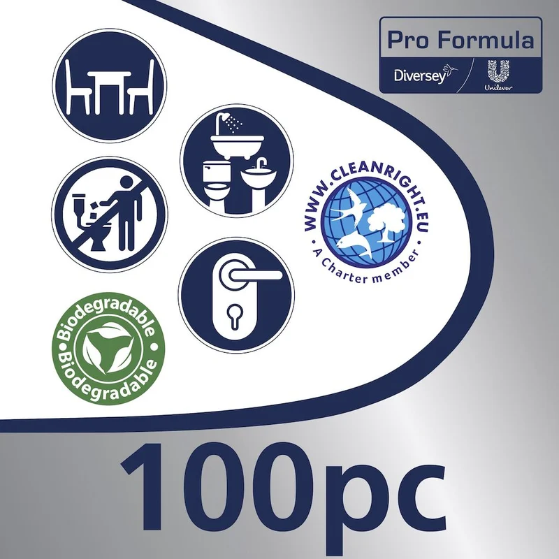 Salviette detergenti e igienizzanti Diversey Cif Pro Formula Clean & Shine 100 pz