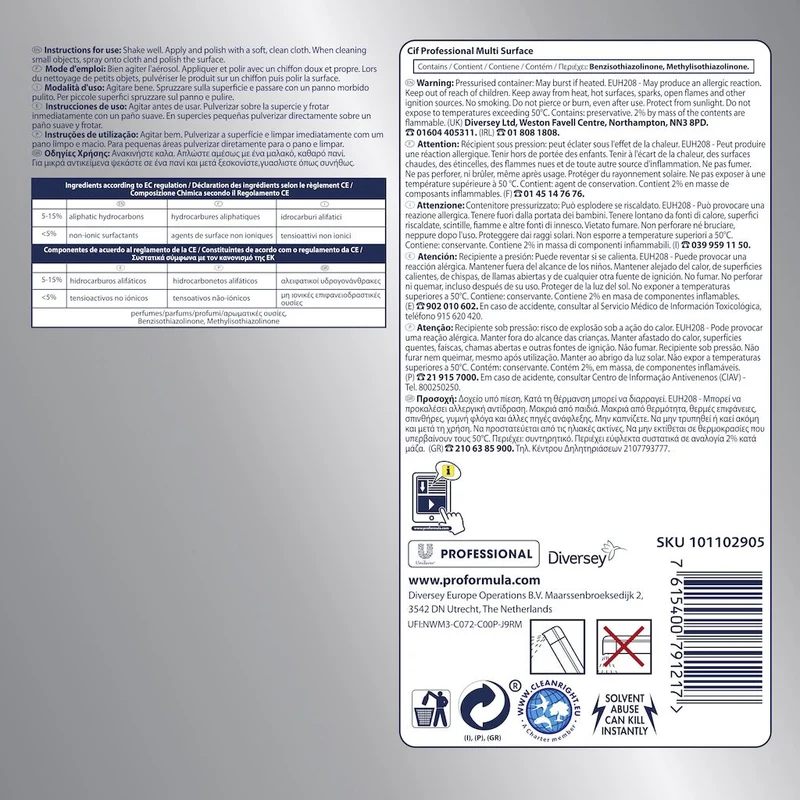 Detergente spray antistatico e anti polvere Cif Multisurface 400 ml