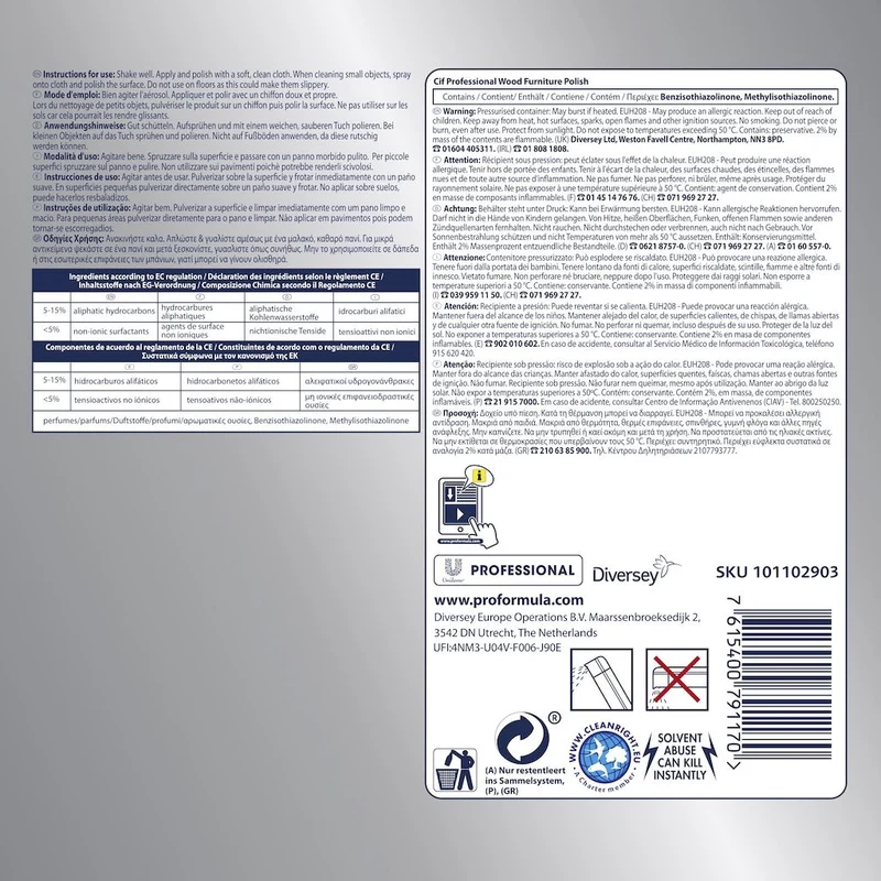 Detergente spray per mobili e superfici in legno Cif Legno Spray 400 ml