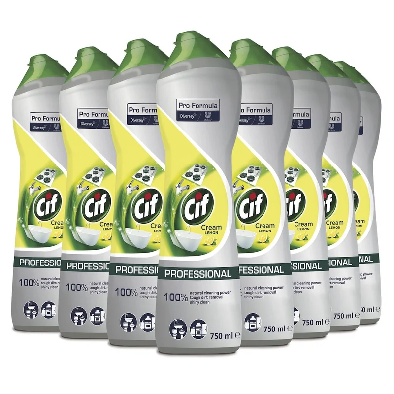 Detergente liquido per bagno e cucina Cif Crema Limone 8x0,75 L