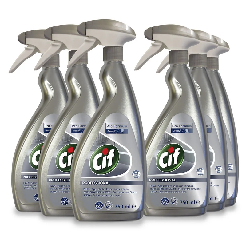 Detergente superfici in acciaio Diversey Cif Acciaio Inox 6x0,75 l
