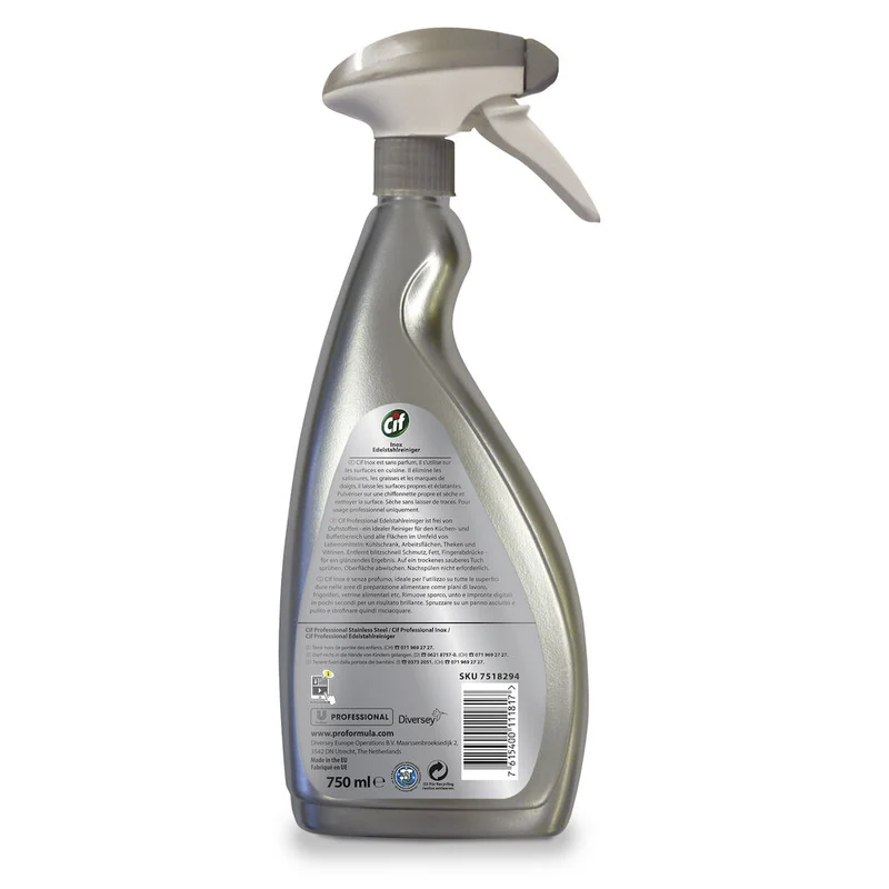 Detergente per superfici in acciaio Diversey Cif Acciaio Inox 750 ml