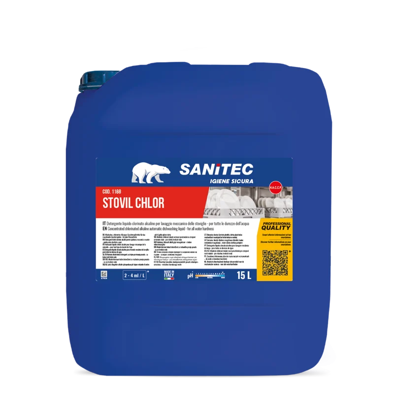 Detergente clorinato per lavaggio stoviglie Sanitec Stovil Chlor 15 lt