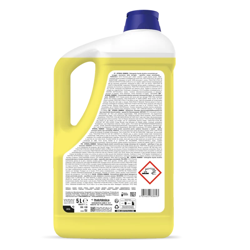 Detergente per lavaggio stovigle acque osmotizzate Stovil Osmos 5 lt