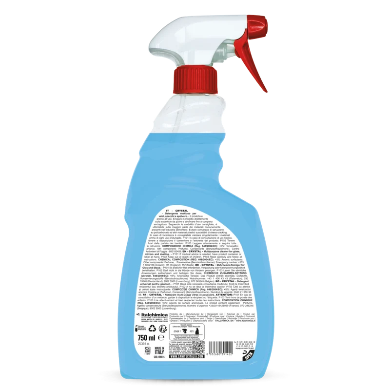 Detergente multiuso per vetri e polvere Sanitec Crystal 750 ml