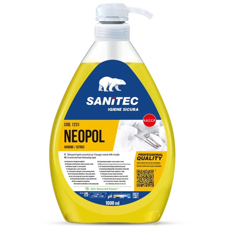 Detergente per lavaggio manuale stoviglie Sanitec Neopol Agrumi 1 litro