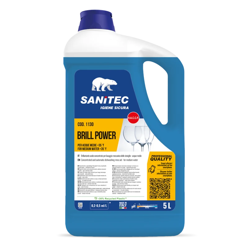 Brillantante acido per lavastoviglie Sanitec BRILL POWER 5L