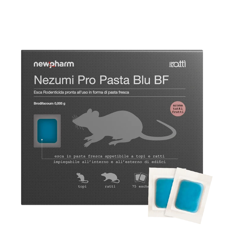 Esca rodenticida derattizzante per topi e ratti Nezumi Pro Pasta Blu 1,5 kg