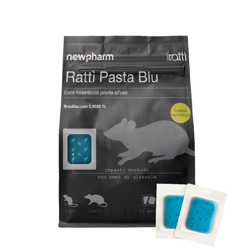 Esca rodenticida derattizzante per topi e ratti Ratti Pasta Blu 150 gr
