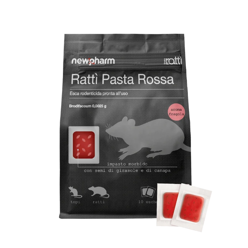 Esca rodenticida derattizzante per topi e ratti Ratti Pasta Rossa 150 gr