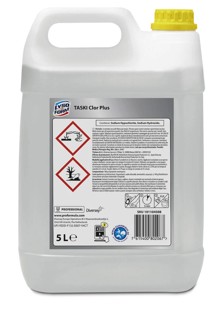 Disinfettante detergente sgrassante per pavimenti Lysoform Taski Clor Plus 5 litri