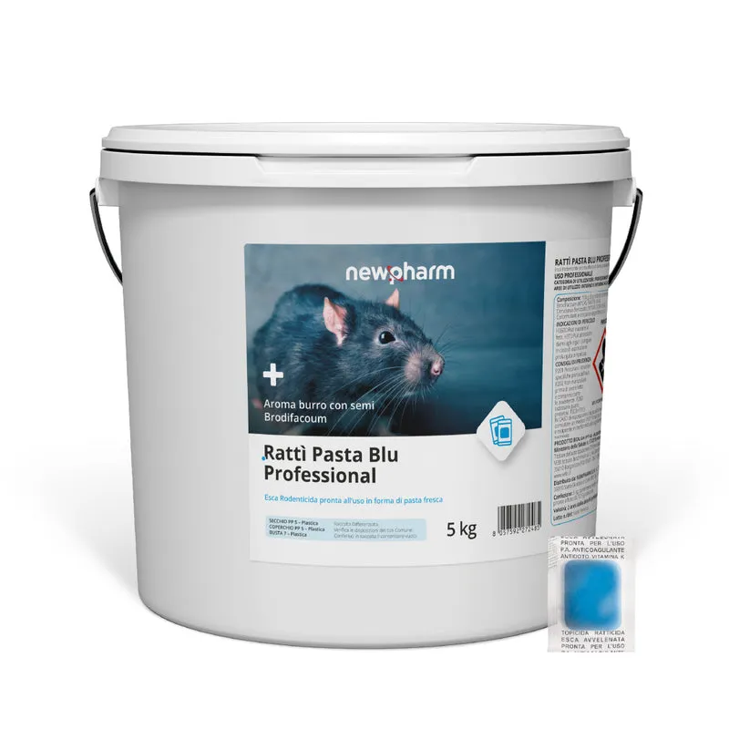 Esca rodenticida derattizzante per topi e ratti Ratti Pasta Blu 5 kg