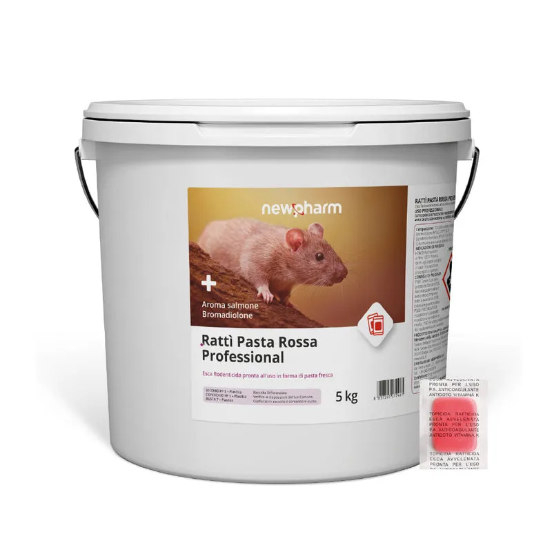 Esca rodenticida derattizzante per topi e ratti Ratti Pasta Rossa 10 kg