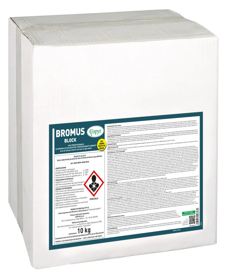 Esca derattizzante per topi e ratti Copyr Bromus Block 10 kg